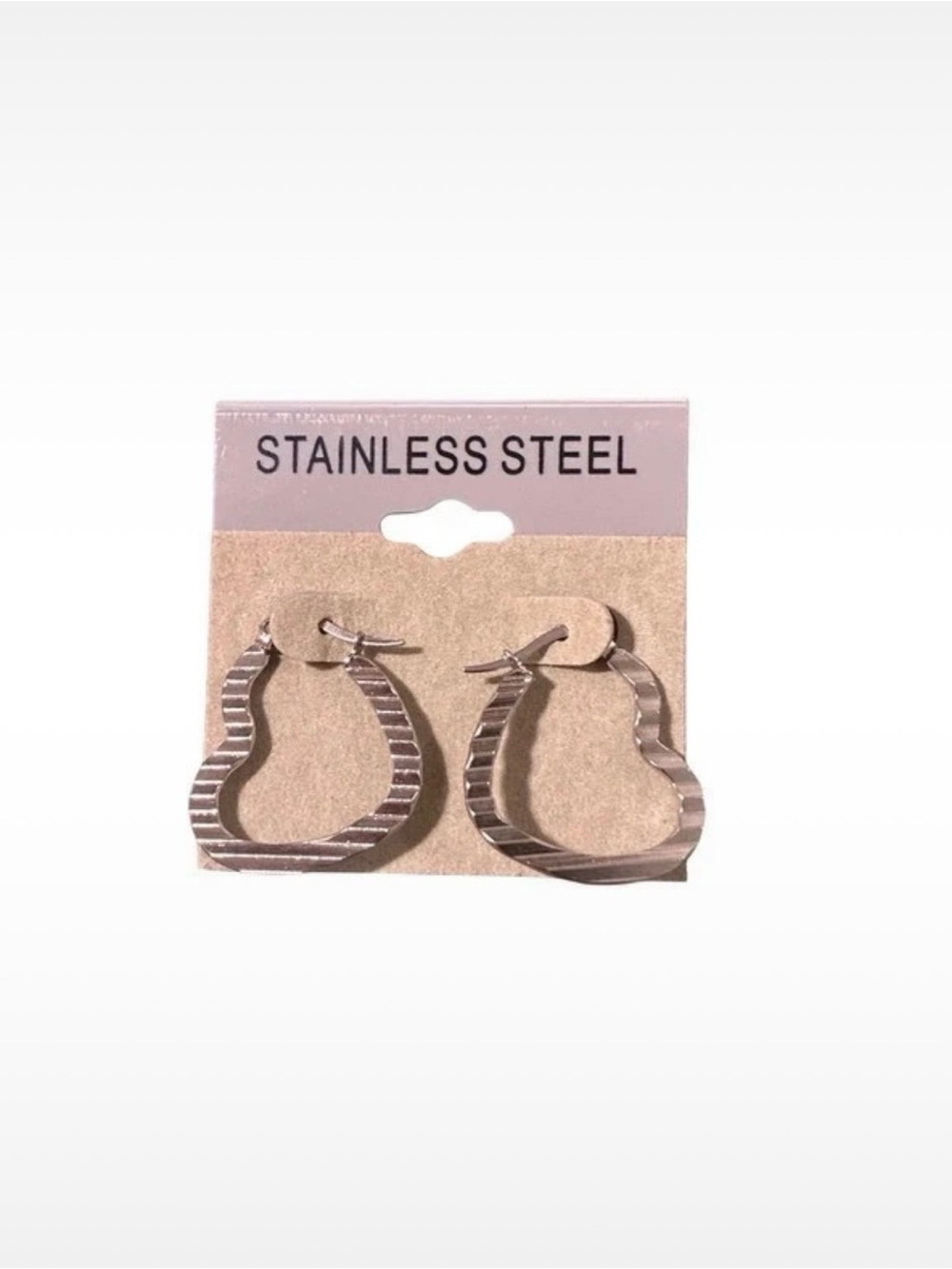 NEW Stainless Steel Silver Textured Hoop Earrings